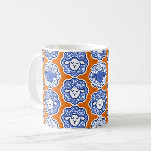 Schafe zählen - blau & orange kaffeetasse (Vorderseite Links)