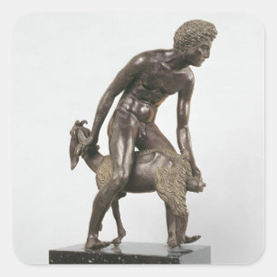 Schäfer, der eine Ziege milk Quadratischer Aufkleber