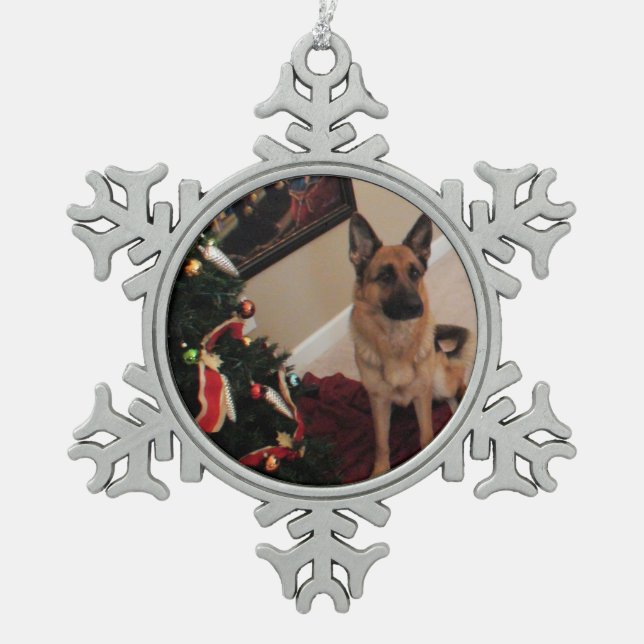 Schäfer julkort schneeflocken Zinn-Ornament (Vorderseite)