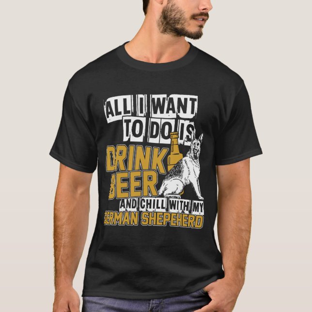 Schäferhund Bier T-Shirt (Vorderseite)