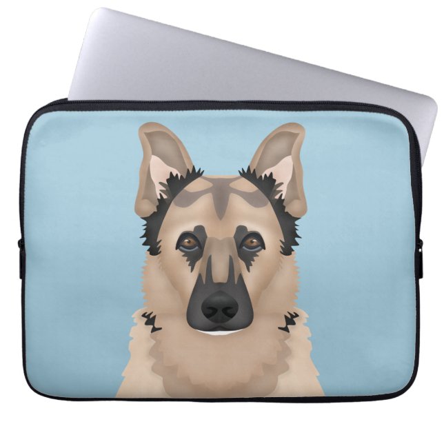 Schäferhund-Cartoon Laptopschutzhülle (Vorderseite)