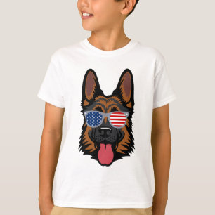 Schäferhund-cooler amerikanischer Patriot - Kinde T-Shirt