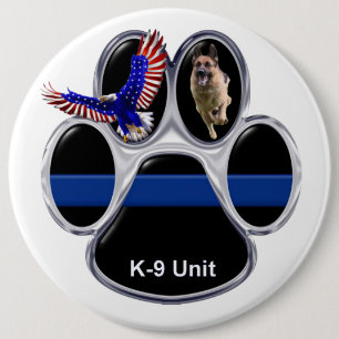 Schäferhund dünnes Blue Line knöpfen Button