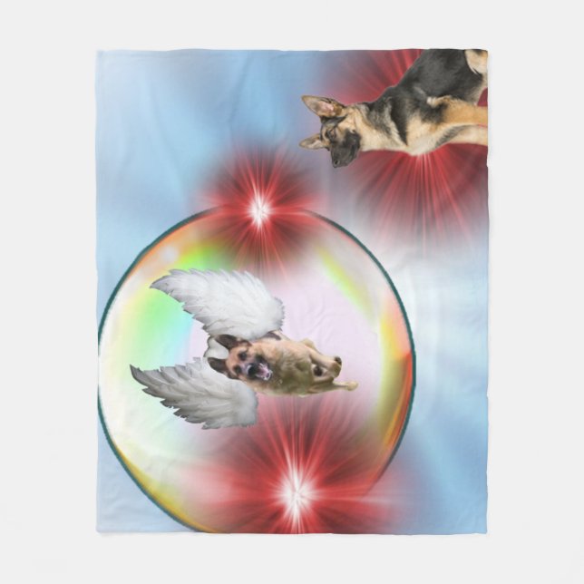 Schäferhund-Engels-Fliegen Fleecedecke (Vorderseite)