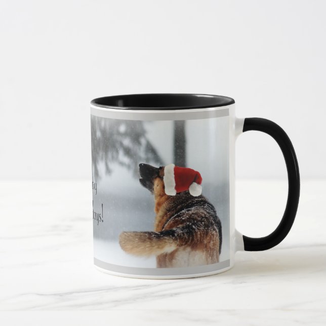 Schäferhund-Feiertags-Foto Tasse (Rechts)