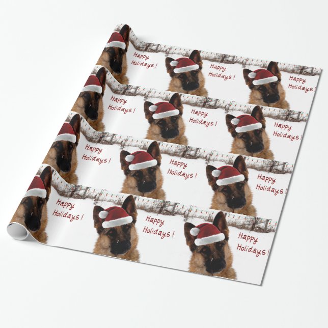 Schäferhund-Feiertags-Packpapier Geschenkpapier (Ungerollt)