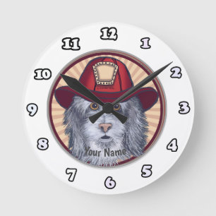 Schäferhund-Feuerwehrmann-Uhr Runde Wanduhr