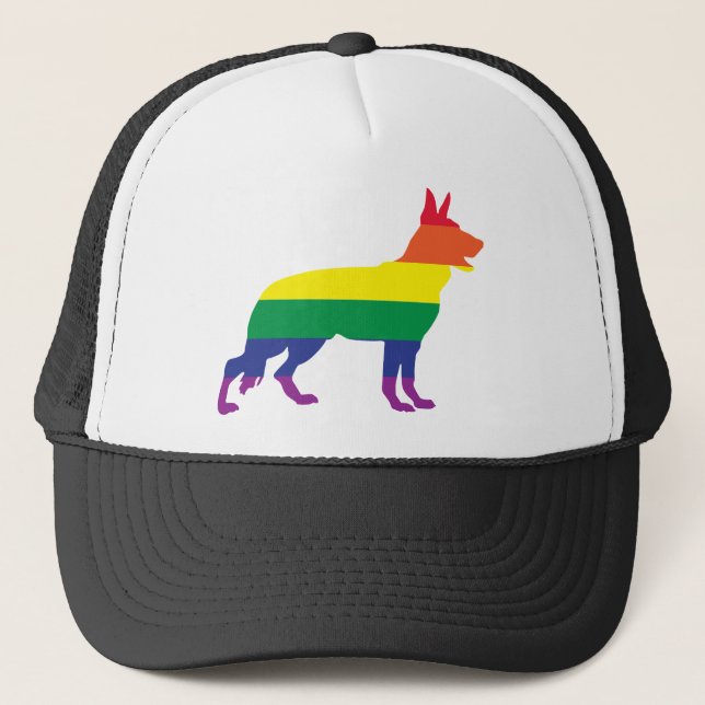 Schäferhund-Gay Pride Truckerkappe (Vorderseite)