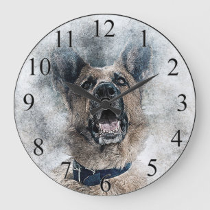 Schäferhund Große Wanduhr