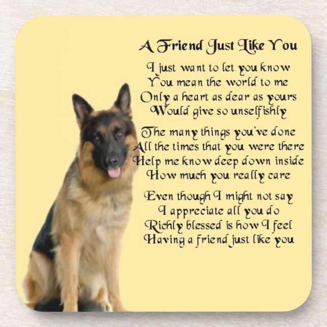 Schäferhund-Hund - Freund-Gedicht - Untersetzer (Vorderseite)