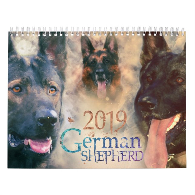 Schäferhund-Hund GSD 2019 - Aquarell Kalender (Titelbild)
