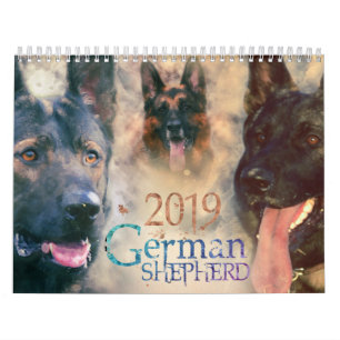 Schäferhund-Hund GSD 2019 - Aquarell Kalender