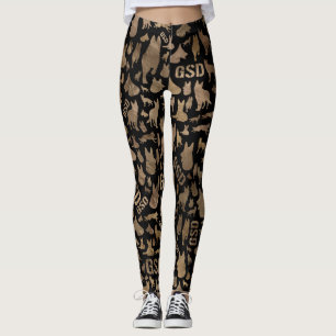 Schäferhund-Hund GSD - Gold auf Schwarzem Leggings