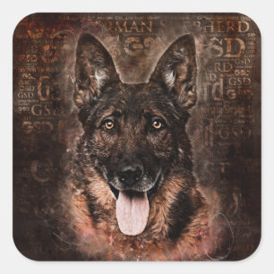 Schäferhund-Hund - GSD Quadratischer Aufkleber