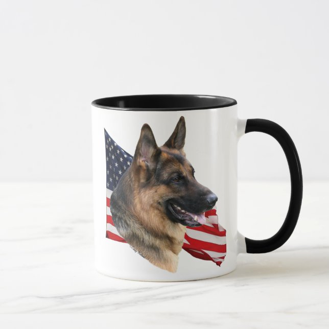 Schäferhund-Hundekopf mit Flagge Tasse (Rechts)