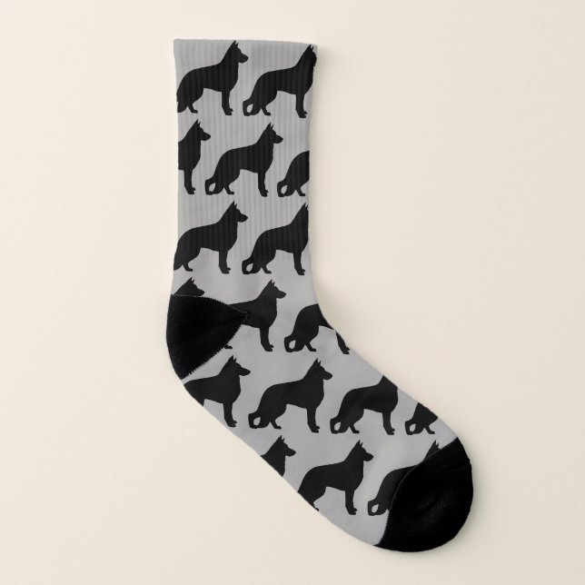 Schäferhund-HundeSilhouette-Muster Socken (Links - Innen)