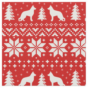 Schäferhund-HundeSilhouette-Weihnachtsmuster Stoff