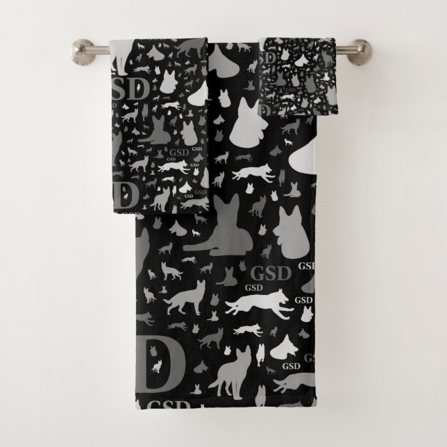 Schäferhund-HundeSilhouetten - Grayscale Badhandtuch Set (Insitu)