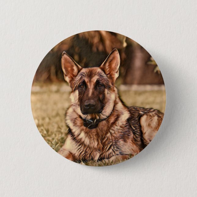 Schäferhund-HundHackibus Knopf Button (Vorderseite)