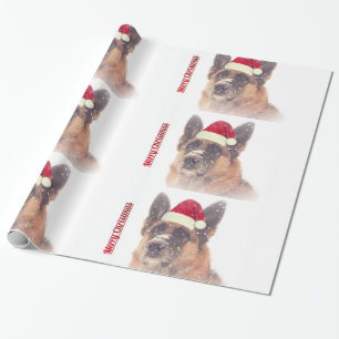 Schäferhund im geschenkpapier