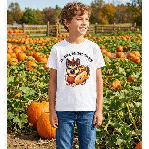 Schaferhund in einem Hotdog-Kostüm, lustiges Hallo T-Shirt