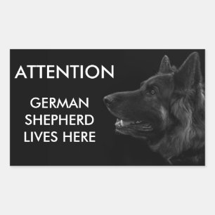 Schäferhund lebt hier warnend rechteckiger aufkleber