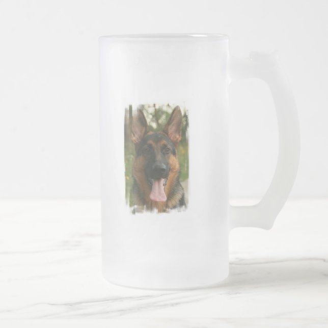 Schäferhund-mattierte Bier-Tasse Mattglas Bierglas (Rechts)
