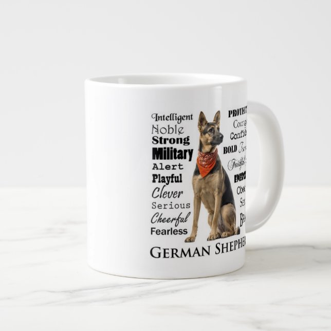 Schäferhund-Merkmal-Tunnel-bohrwagenTasse Jumbo-Tasse (Vorderseite Rechts)