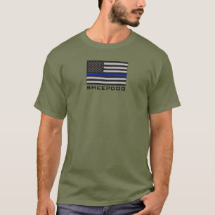 SCHÄFERHUND mit DÜNNER BLUE LINE-AMERIKANISCHER T-Shirt