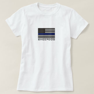 SCHÄFERHUND mit DÜNNER BLUE LINE-AMERIKANISCHER T-Shirt