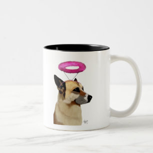 Schäferhund mit rosa Halo Zweifarbige Tasse