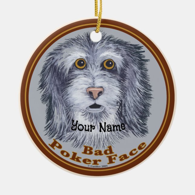 Schäferhund Pokerface Keramik Ornament (Vorne)