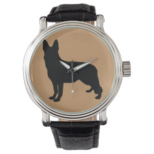 Schäferhund-Silhouette Armbanduhr