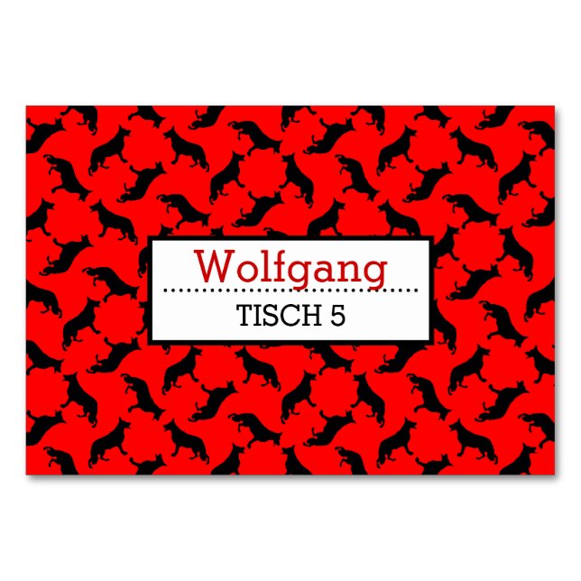 Schäferhund Tischkarten Tischnummer (Vorderseite)
