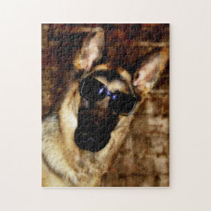 Schäferhund-tragende Sonnenbrille Puzzle
