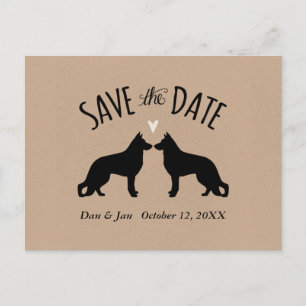 Schäferhund verfolgt Wedding Save the Date Ankündigungspostkarte