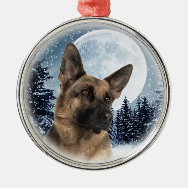 Schäferhund-Verzierung Ornament Aus Metall (Vorne)