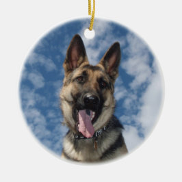 SCHÄFERHUND-VERZIERUNGS-WEIHNACHTEN KERAMIKORNAMENT
