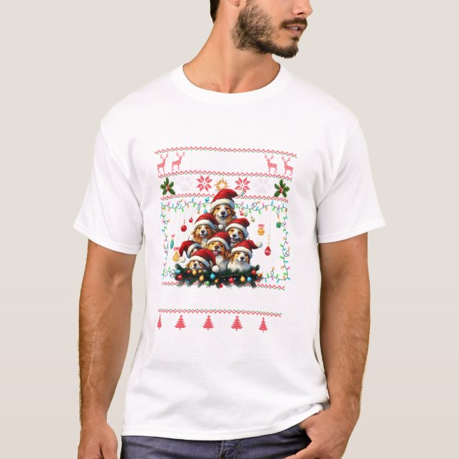 Schäferhund-Weihnachtsbaum T-Shirt (Vorderseite)