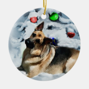 Schäferhund-Weihnachtsgeschenk-Verzierungen Keramik Ornament