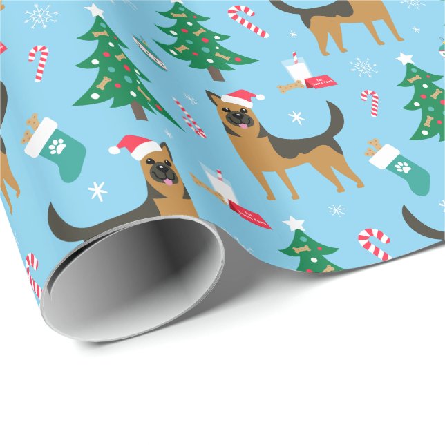 Schäferhund-WeihnachtsPackpapier Geschenkpapier (Rolleneckpunkt)