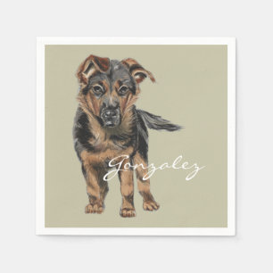 Schäferhund-Welpen-Zeichnen Serviette