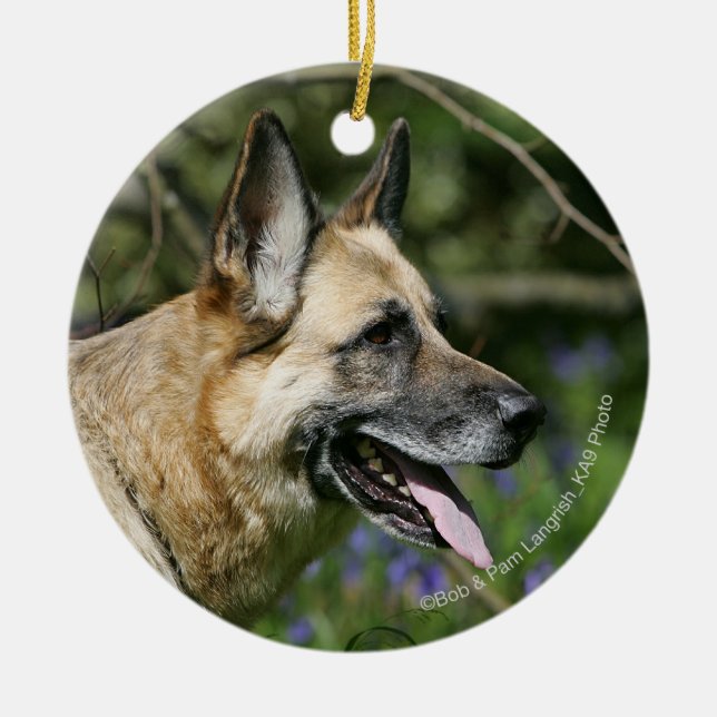 SchäferhundHeadshot 3 Keramikornament (Vorne)