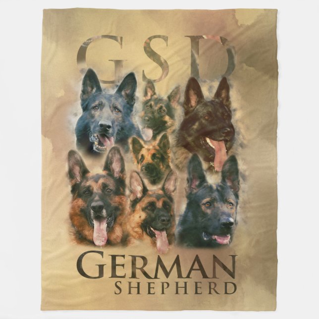 Schäferhundhund - GSD Malereicollage Fleecedecke (Vorderseite)