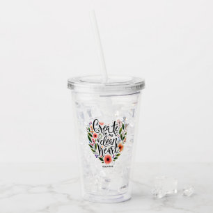 Schaff in mir ein reines Herz floral Acryltrinkbecher