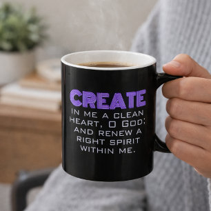 Schaff in mir ein reines Herz Neonlila Schrift Kaffeetasse