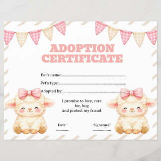 Schaffell Adoptiere ein Haustier Zertifikat editie Flyer