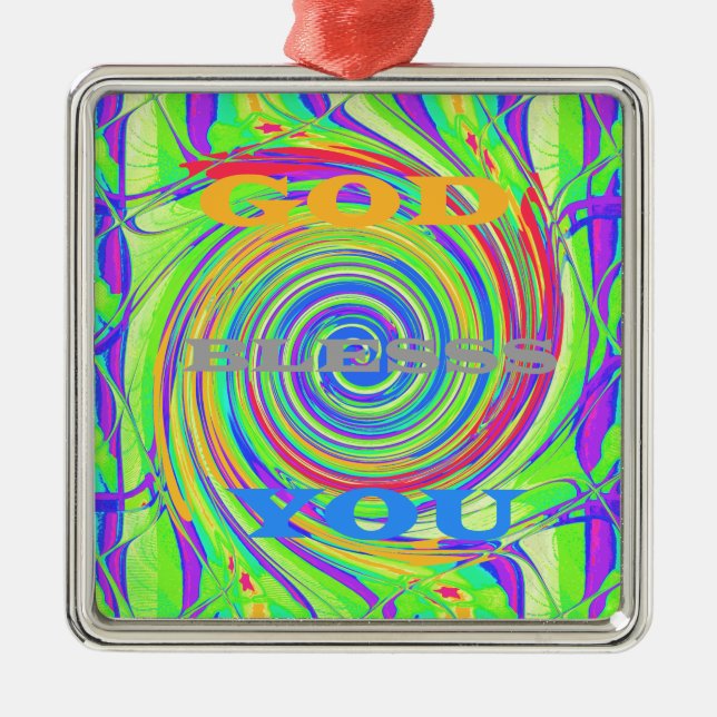 Schaffen Sie Ihren eigenen Gott segne Sie inspirie Silbernes Ornament (Vorne)