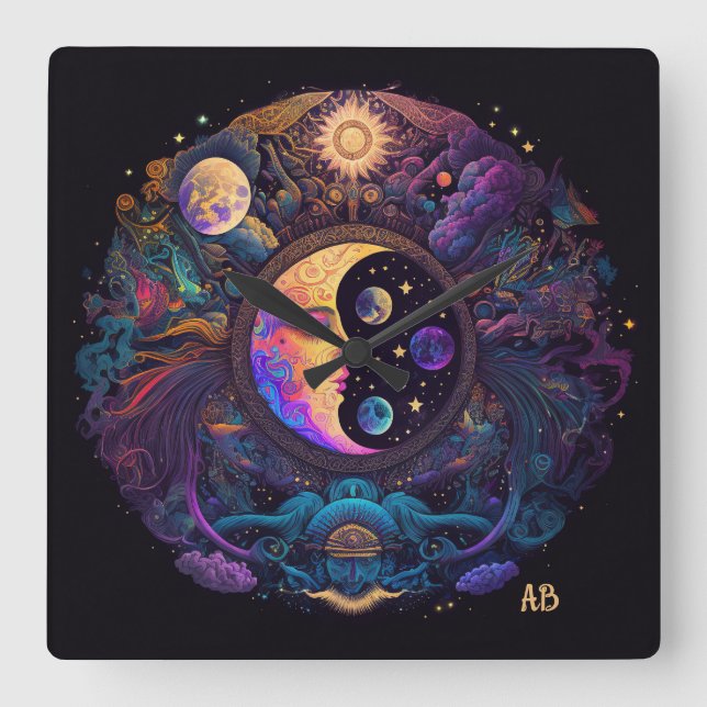 Schaffen Sie Ihren eigenen mystischen Mann auf dem Quadratische Wanduhr (Vorderseite)