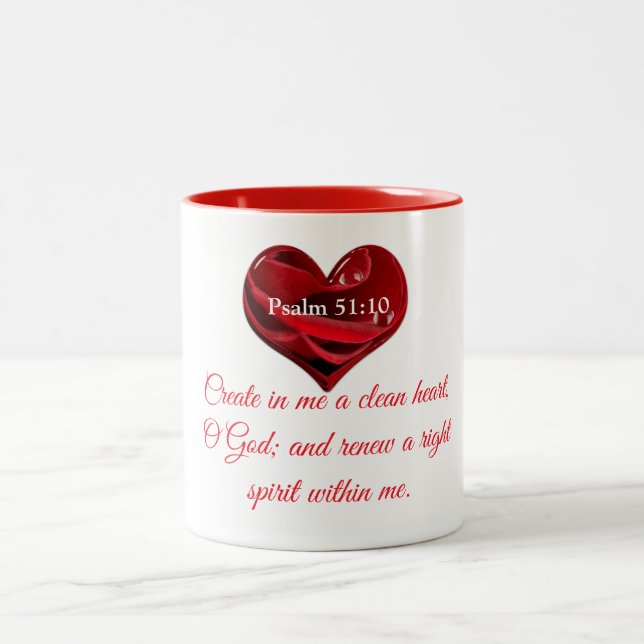 Schaffen Sie in mir ein sauberes Herz Zweifarbige Tasse (Mittel)